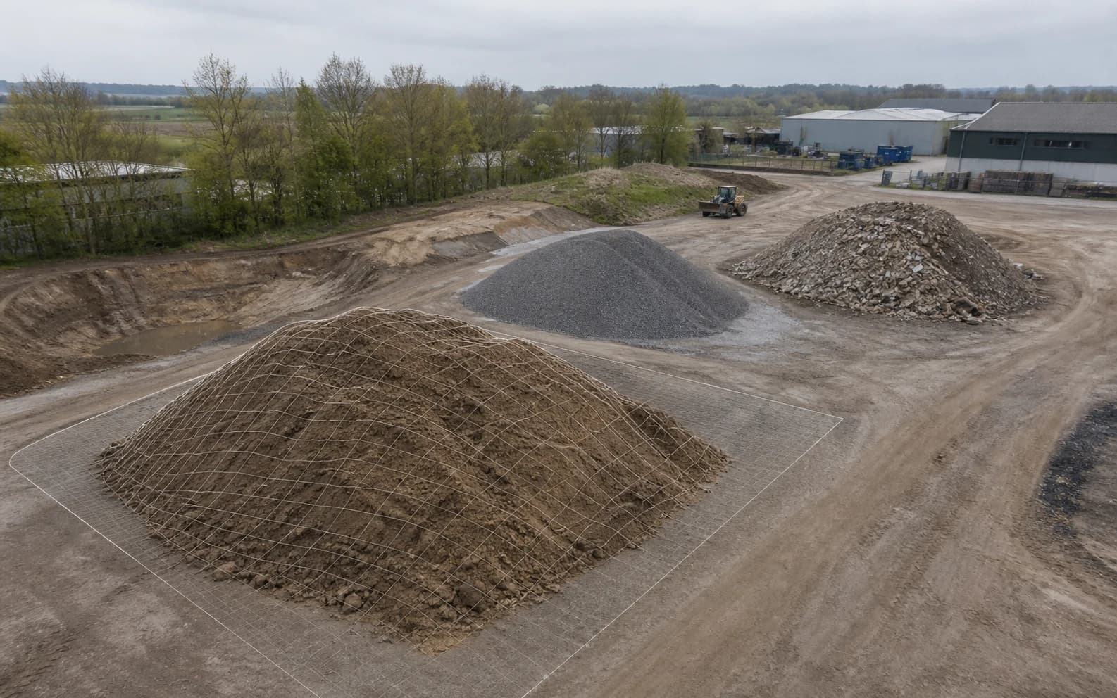 Materialplatz mit digital modelliertem Haufwerk